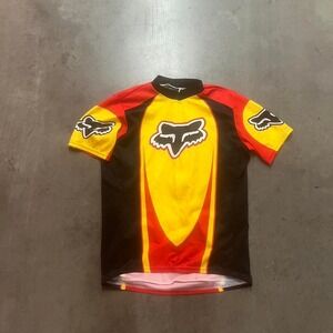 Vintage USA made fox racing orange biker motocross short sleeve jersey‎ full zip